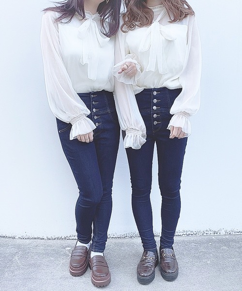 PairPair（ペアペア）の「ハイウエストデニムスキニーパンツ（デニムパンツ・レディース・インディゴブルー/ブラック・SMALL/MEDIUM/LARGE）」の19枚目の写真