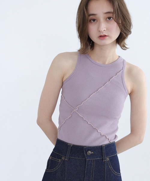 CLEIO（クレイオ）の「【CLEIO】アメリカンスリーブメロータンク（タンクトップ・レディース・アイボリー/ラベンダー/ライトベージュ・FREE）」の2枚目の写真