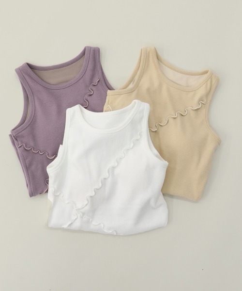 CLEIO（クレイオ）の「【CLEIO】アメリカンスリーブメロータンク（タンクトップ・レディース・アイボリー/ラベンダー/ライトベージュ・FREE）」の4枚目の写真