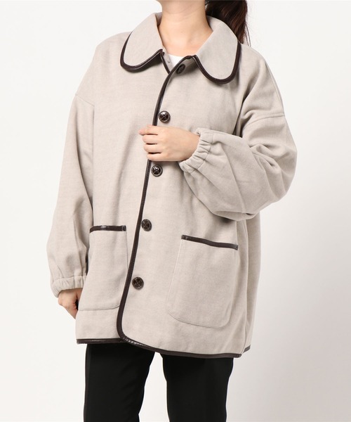 apres jour(アプレジュール)の「【大きいサイズ】パイピングショートコート【ZOZOTOWN限定アイテム】 20AW☆(ダウンジャケット/コート・レディース・モカ/ライトベージュ・X-LARGE)」の10枚目の写真