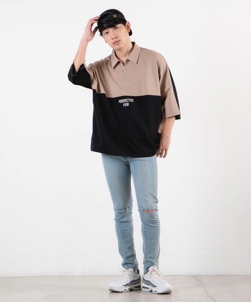 WEGO（ウィゴー）の「WEGO/ドルマンハーフジップ5分袖プルオーバー（Tシャツ/カットソー・メンズ・ホワイト/ベージュ・MEDIUM/LARGE）」の19枚目の写真