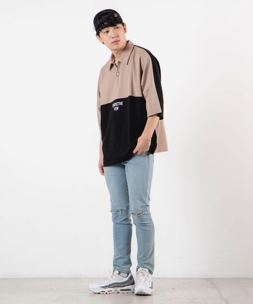 WEGO（ウィゴー）の「WEGO/ドルマンハーフジップ5分袖プルオーバー（Tシャツ/カットソー・メンズ・ホワイト/ベージュ・MEDIUM/LARGE）」の4枚目の写真