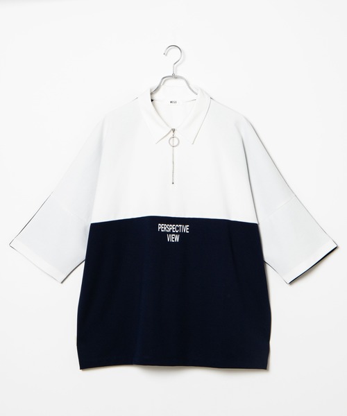 WEGO（ウィゴー）の「WEGO/ドルマンハーフジップ5分袖プルオーバー（Tシャツ/カットソー・メンズ・ホワイト/ベージュ・MEDIUM/LARGE）」の13枚目の写真