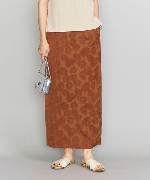 BEAUTY&YOUTH UNITED ARROWS（ビューティーアンドユースユナイテッドアローズ）の「BY リーフジャカードIラインマキシスカート  о（スカート・レディース・ネイビー/グレー/オレンジ系その他・LARGE/MEDIUM/SMALL）」の4枚目の写真