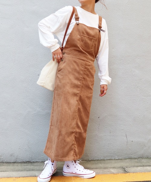 Riberry（リベリー）の「コーデュロイジャンスカ（ジャンパースカート・レディース・ブラウン/ベージュ/ブルー・MEDIUM）」の4枚目の写真