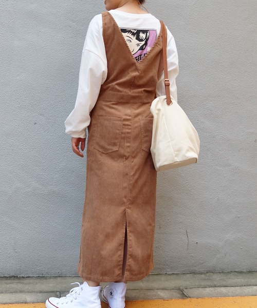 Riberry（リベリー）の「コーデュロイジャンスカ（ジャンパースカート・レディース・ブラウン/ベージュ/ブルー・MEDIUM）」の5枚目の写真