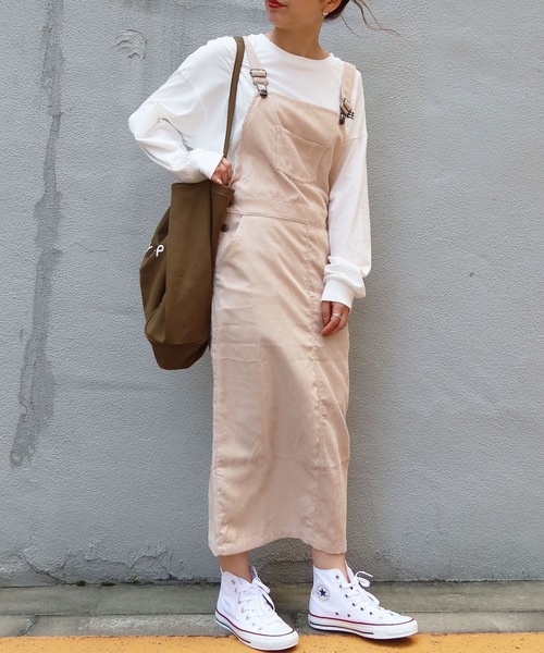 Riberry（リベリー）の「コーデュロイジャンスカ（ジャンパースカート・レディース・ブラウン/ベージュ/ブルー・MEDIUM）」の6枚目の写真