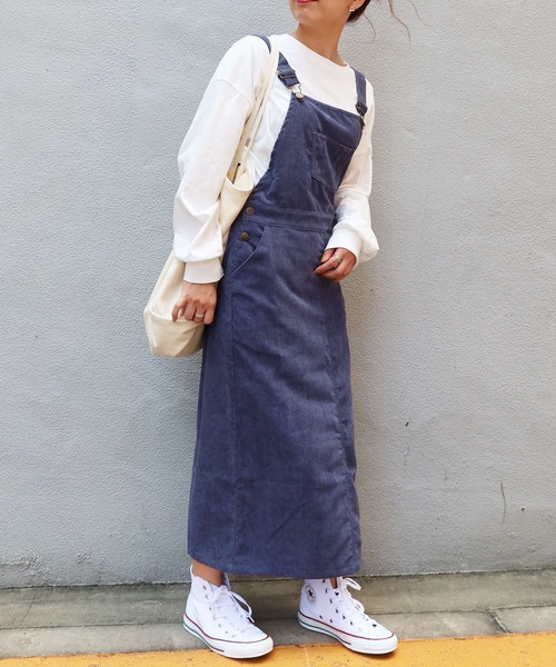 Riberry（リベリー）の「コーデュロイジャンスカ（ジャンパースカート・レディース・ブラウン/ベージュ/ブルー・MEDIUM）」の8枚目の写真