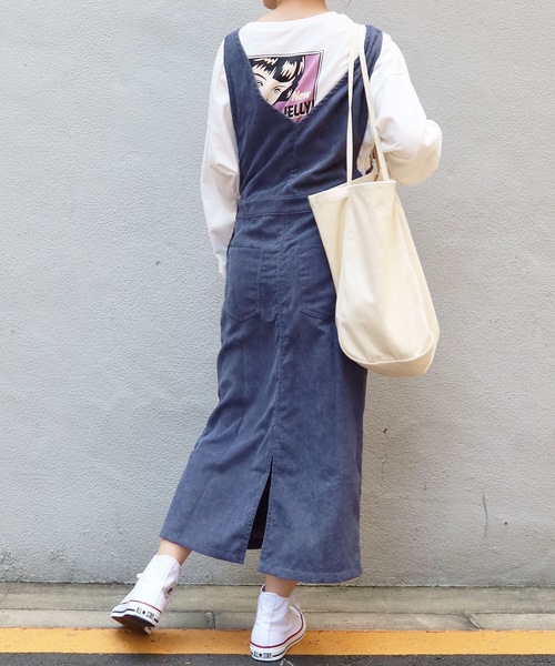 Riberry（リベリー）の「コーデュロイジャンスカ（ジャンパースカート・レディース・ブラウン/ベージュ/ブルー・MEDIUM）」の9枚目の写真