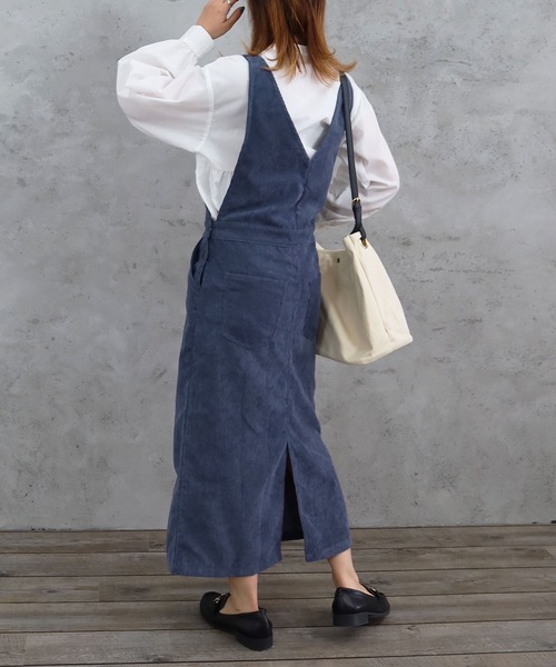 Riberry（リベリー）の「コーデュロイジャンスカ（ジャンパースカート・レディース・ブラウン/ベージュ/ブルー・MEDIUM）」の16枚目の写真