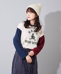 CUBE SUGAR（キューブシュガー）の「スラブ 裏起毛 プリント ロングＴシャツ（Tシャツ/カットソー）」