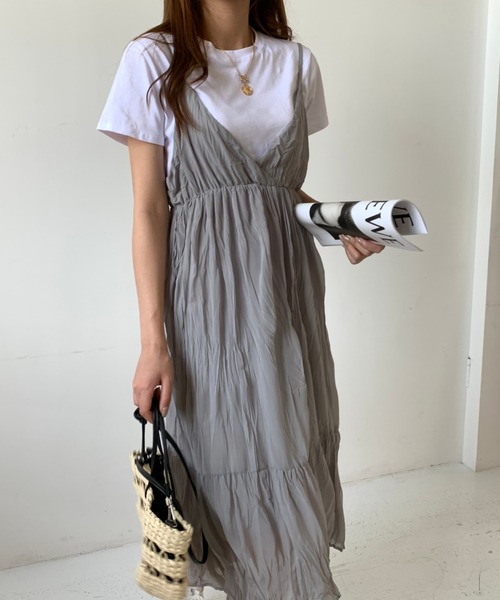 Girly Doll(ガーリードール)の「ワッシャークリンクルワンピース(ワンピース・レディース・ブラック/ホワイト/グレー/ベージュ/キャメル/ピンクベージュ・F)」の22枚目の写真