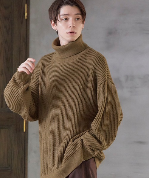 MONO-MART（モノマート）の「オーバーサイズ タートルネックニット プルオーバーニット アソートTYPE（ニット/セーター・メンズ・グリーン系その他2/ダークブラウン/ブラック系その他/ナチュラル/オフホワイト/ブラック系その他2/グレイッシュベージュ/ブラウン系その他/グリーン系その他/ホワイト系その他/ブラック系その他3/グレー系その他/ブルー系その他/ベージュ系その他4/ブラウン系その他2/ベージュ系その他2/ベージュ系その他3/ベージュ/オレンジ系その他2/ベージュ系その他/オレンジ系その他/ブルー系その他2・L/M）」の10枚目の写真