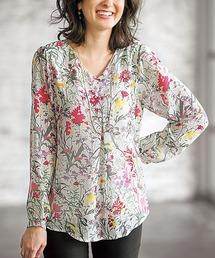 BELLUNA（ベルーナ）の「タック使いシフォンプリントブラウス（シャツ/ブラウス・レディース）」