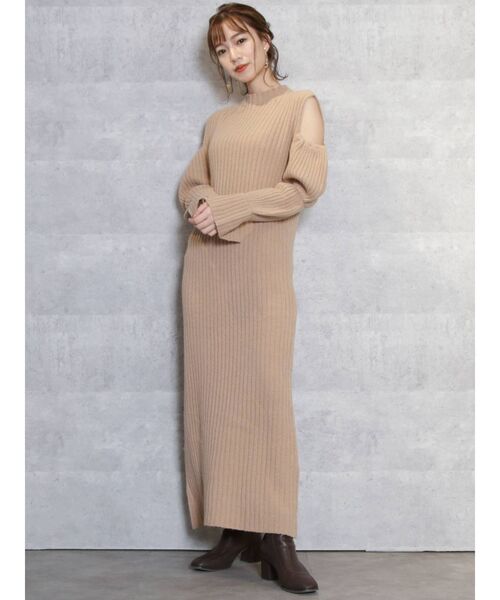 r263 dazzlin ノースリーブニットロングワンピース ベージュ r263 dazzlin ノースリーブニットロングワンピース ベージュ