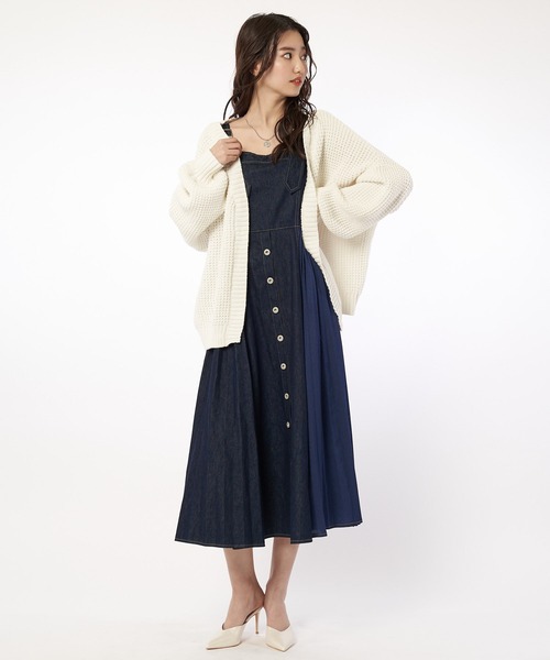 SPIRALGIRL(スパイラルガール)の「ブリーチワッフル編みニットカーディガン(カーディガン/ボレロ・レディース・ホワイト/ネイビー/グリーン・FREE)」の14枚目の写真