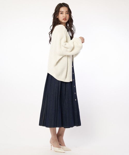 SPIRALGIRL(スパイラルガール)の「ブリーチワッフル編みニットカーディガン(カーディガン/ボレロ・レディース・ホワイト/ネイビー/グリーン・FREE)」の12枚目の写真