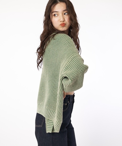 SPIRALGIRL(スパイラルガール)の「ブリーチワッフル編みニットカーディガン(カーディガン/ボレロ・レディース・ホワイト/ネイビー/グリーン・FREE)」の11枚目の写真