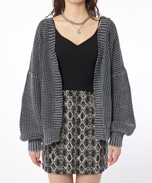 SPIRALGIRL(スパイラルガール)の「ブリーチワッフル編みニットカーディガン(カーディガン/ボレロ・レディース・ホワイト/ネイビー/グリーン・FREE)」の7枚目の写真