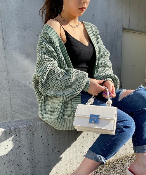 SPIRALGIRL(スパイラルガール)の「ブリーチワッフル編みニットカーディガン(カーディガン/ボレロ・レディース・ホワイト/ネイビー/グリーン・FREE)」の19枚目の写真