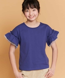 a.v.v（アーヴェヴェ）の「[140-150]【プチプラ】フリルスリーブＴシャツ（Tシャツ/カットソー・キッズ）」