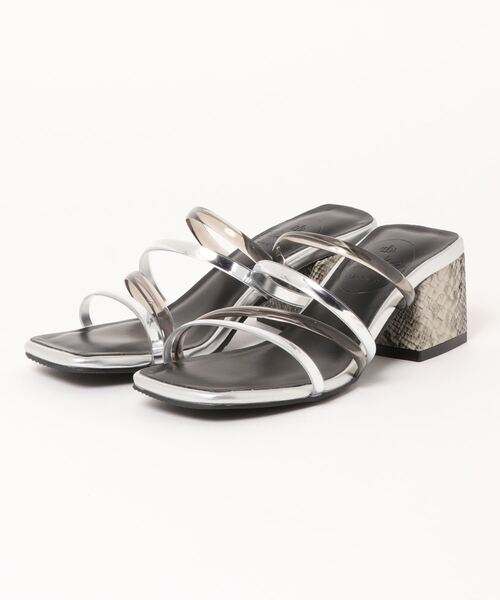 NOFALL(ノーフォール)の「クリア×メタリックストラップ デザインヒールサンダル(サンダル・レディース・ホワイト/ブラック/ダークブラウン/ベージュ・LL/3L/SS/S/M/L)」の14枚目の写真