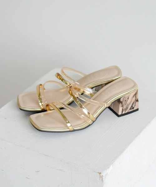 NOFALL(ノーフォール)の「クリア×メタリックストラップ デザインヒールサンダル(サンダル・レディース・ホワイト/ブラック/ダークブラウン/ベージュ・LL/3L/SS/S/M/L)」の11枚目の写真
