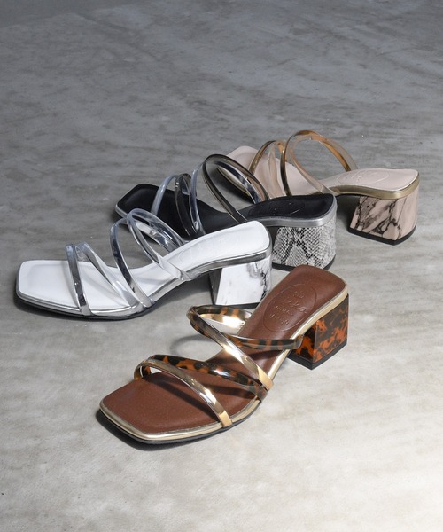 NOFALL(ノーフォール)の「クリア×メタリックストラップ デザインヒールサンダル(サンダル・レディース・ホワイト/ブラック/ダークブラウン/ベージュ・LL/3L/SS/S/M/L)」の21枚目の写真