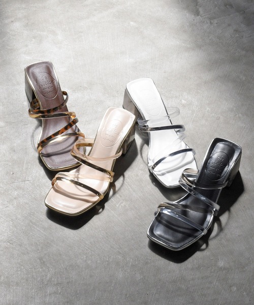 NOFALL(ノーフォール)の「クリア×メタリックストラップ デザインヒールサンダル(サンダル・レディース・ホワイト/ブラック/ダークブラウン/ベージュ・LL/3L/SS/S/M/L)」の22枚目の写真