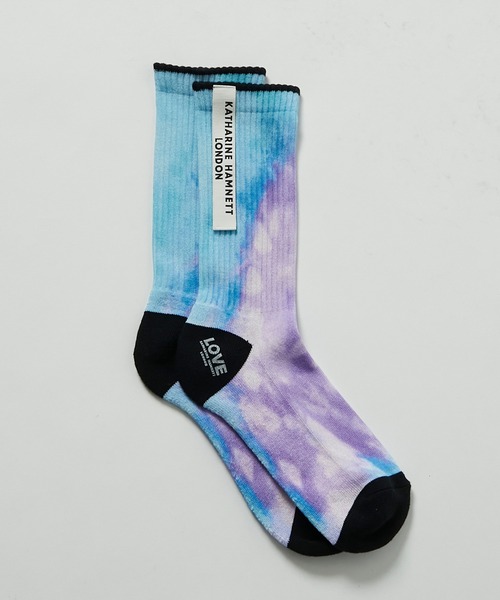 KATHARINE HAMNETT LONDON （キャサリンハムネットロンドン）の「KATHARINE HAMNETT LONDON/キャサリンハムネットロンドン Tie dye pattern socks（ソックス/靴下・メンズ・ブラック/ブルー・FREE/25-27CM）」の11枚目の写真