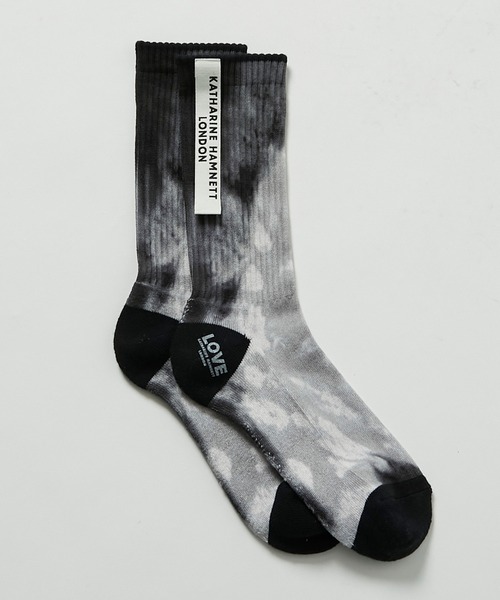 KATHARINE HAMNETT LONDON （キャサリンハムネットロンドン）の「KATHARINE HAMNETT LONDON/キャサリンハムネットロンドン Tie dye pattern socks（ソックス/靴下・メンズ・ブラック/ブルー・FREE/25-27CM）」の4枚目の写真