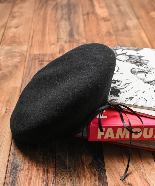 Minnetonka(ミネトンカ)の「『MINNETONKA』MT PIPNG BASQUE BERET(ハンチング/ベレー帽・レディース・ブラック/ブラウン/ベージュ系・FREE)」の2枚目の写真