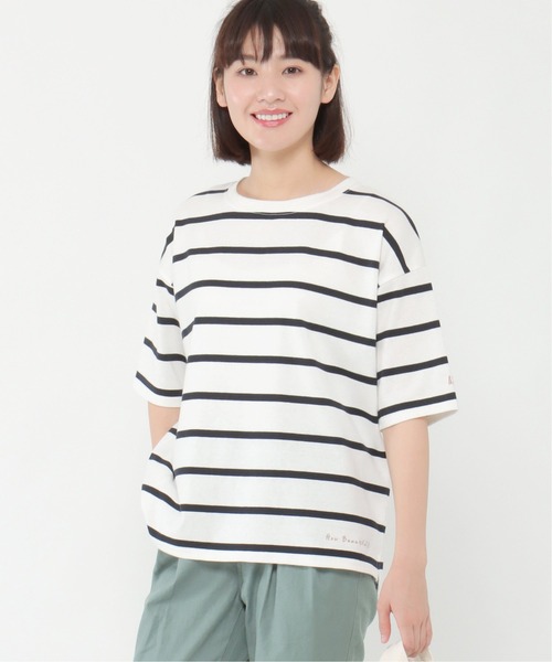 LBC(エルビーシー)の「LBCリネン混ボーダーtee(Tシャツ/カットソー・レディース・ダークネイビー/ホワイト・LL/M/L)」の3枚目の写真