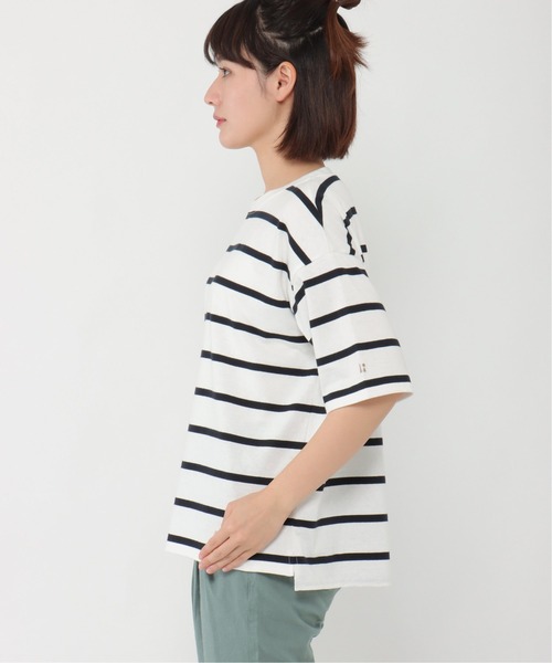 LBC(エルビーシー)の「LBCリネン混ボーダーtee(Tシャツ/カットソー・レディース・ダークネイビー/ホワイト・LL/M/L)」の4枚目の写真