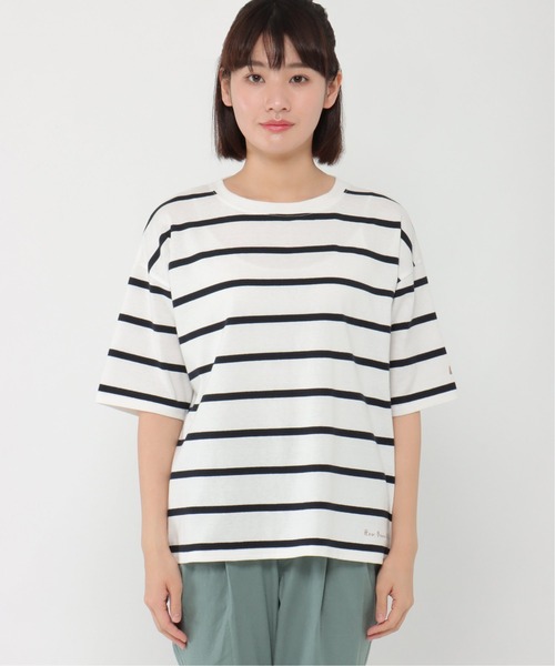 LBC(エルビーシー)の「LBCリネン混ボーダーtee(Tシャツ/カットソー・レディース・ダークネイビー/ホワイト・LL/M/L)」の6枚目の写真