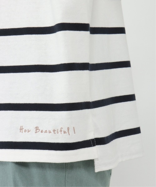 LBC(エルビーシー)の「LBCリネン混ボーダーtee(Tシャツ/カットソー・レディース・ダークネイビー/ホワイト・LL/M/L)」の8枚目の写真