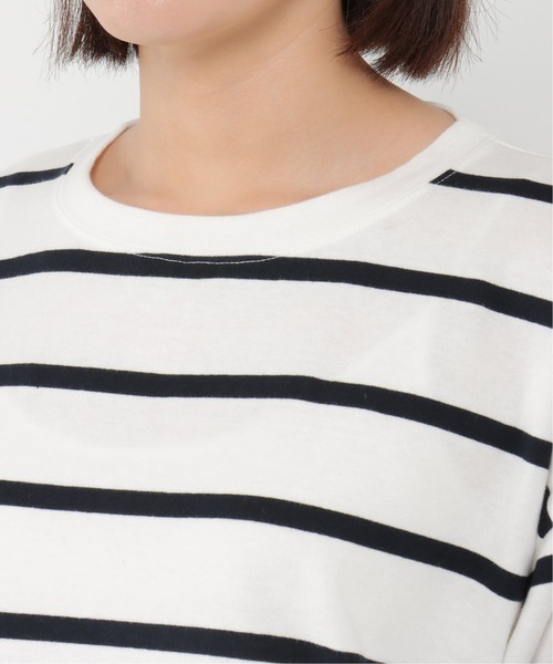 LBC(エルビーシー)の「LBCリネン混ボーダーtee(Tシャツ/カットソー・レディース・ダークネイビー/ホワイト・LL/M/L)」の9枚目の写真