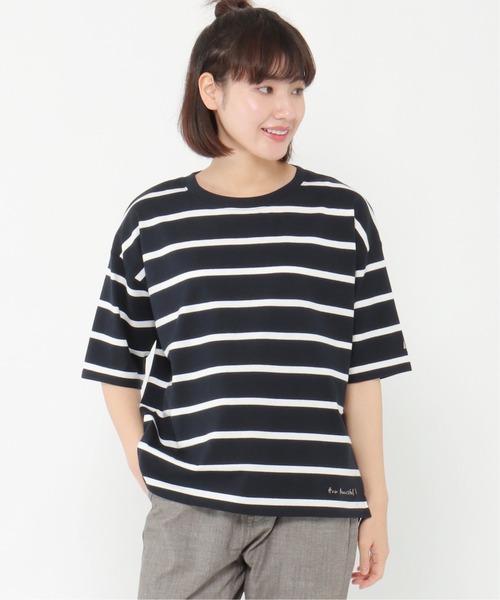 LBC(エルビーシー)の「LBCリネン混ボーダーtee(Tシャツ/カットソー・レディース・ダークネイビー/ホワイト・LL/M/L)」の13枚目の写真