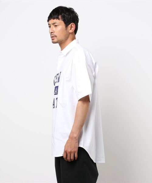 CIAOPANIC（チャオパニック）の「■CREW PHAT カレッジロゴプリント半袖オックスフォードシャツ（シャツ/ブラウス・メンズ・ホワイト/イエロー・MEDIUM/LARGE）」の9枚目の写真