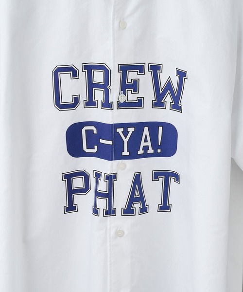 CIAOPANIC（チャオパニック）の「■CREW PHAT カレッジロゴプリント半袖オックスフォードシャツ（シャツ/ブラウス・メンズ・ホワイト/イエロー・MEDIUM/LARGE）」の4枚目の写真