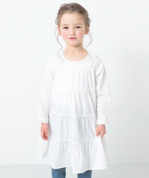 devirock（デビロック）の「ティアード長袖ワンピース（ワンピース・キッズ・パープル系その他/ホワイト/ブラック/ダークベージュ・160cm/130cm/150cm/100cm/140cm/120cm/110cm）」の2枚目の写真