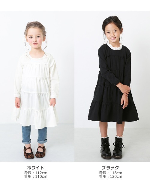 devirock（デビロック）の「ティアード長袖ワンピース（ワンピース・キッズ・パープル系その他/ホワイト/ブラック/ダークベージュ・160cm/130cm/150cm/100cm/140cm/120cm/110cm）」の5枚目の写真