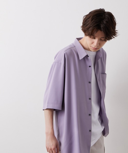 JUNRED（ジュンレッド）の「スム―ジードレープシャツ（シャツ/ブラウス・メンズ・ライトグレー/ベージュ/ラベンダー・S/M/L）」の4枚目の写真