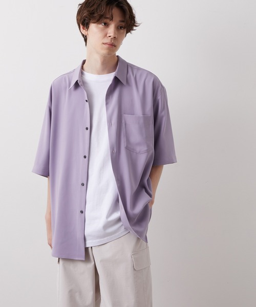 JUNRED（ジュンレッド）の「スム―ジードレープシャツ（シャツ/ブラウス・メンズ・ライトグレー/ベージュ/ラベンダー・S/M/L）」の5枚目の写真