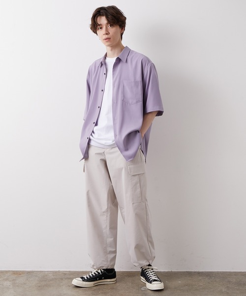 JUNRED（ジュンレッド）の「スム―ジードレープシャツ（シャツ/ブラウス・メンズ・ライトグレー/ベージュ/ラベンダー・S/M/L）」の8枚目の写真