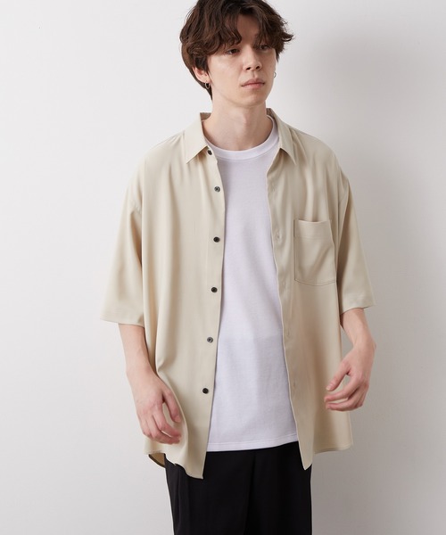 JUNRED（ジュンレッド）の「スム―ジードレープシャツ（シャツ/ブラウス・メンズ・ライトグレー/ベージュ/ラベンダー・S/M/L）」の10枚目の写真