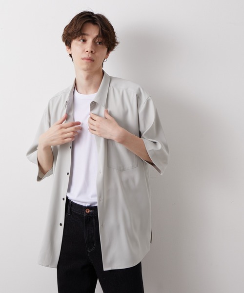 JUNRED（ジュンレッド）の「スム―ジードレープシャツ（シャツ/ブラウス・メンズ・ライトグレー/ベージュ/ラベンダー・S/M/L）」の14枚目の写真