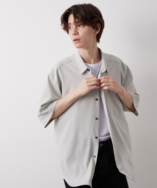 JUNRED（ジュンレッド）の「スム―ジードレープシャツ（シャツ/ブラウス・メンズ・ライトグレー/ベージュ/ラベンダー・S/M/L）」の15枚目の写真