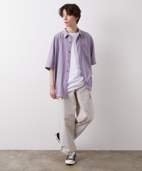 JUNRED（ジュンレッド）の「スム―ジードレープシャツ（シャツ/ブラウス・メンズ・ライトグレー/ベージュ/ラベンダー・S/M/L）」の9枚目の写真