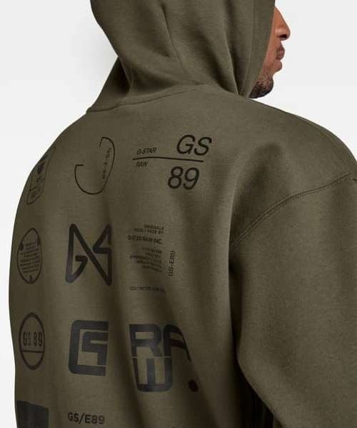 G-STAR（ジースター）の「MULTI LOGO BACK HOODIE/ロゴパーカー/バックプリント/オーバーサイズ（パーカー・メンズ・イエロー系その他/カーキオリーブ・SMALL/MEDIUM/LARGE/X-LARGE/X-SMALL）」の17枚目の写真